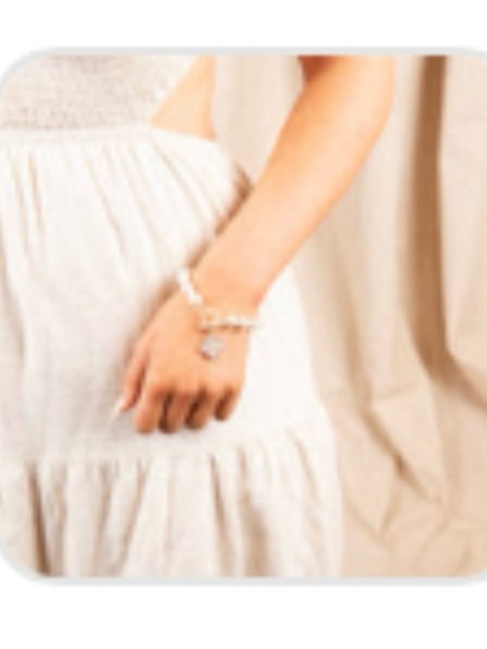 Pearl Beaded Charm Bracelet in White - Women Jewelry